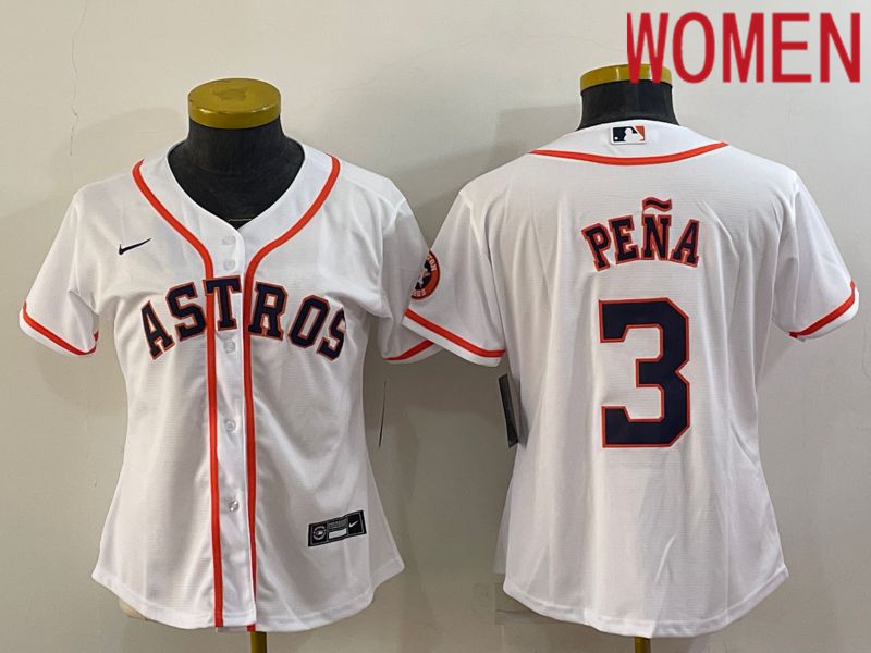 Women Houston Astros 3 Pena White Game Nike 2022 MLB Jerseys